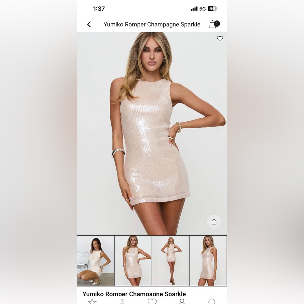 Princess Polly Champagne Sequin Mini Dress